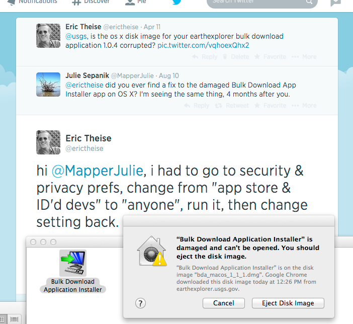 'Bulk Download Application Installer' is damaged and can't be opened. You should eject the disk image.